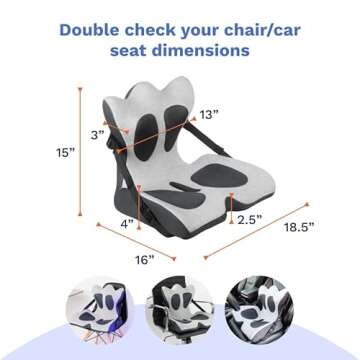 Lifted Lumbar: Doctor-Developed Adjustable Back Seat Cushion for Chairs, Couch, Driving - Lumbar Support Pillow for Office, Recliner - Ergonomic Pressure Relief and Enhanced Blood Flow