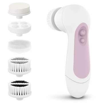 Waterproof Facial Cleansing Spin Brush Set - 5 Exfoliating Brush Heads