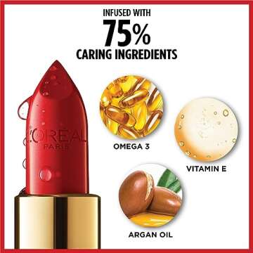 L’Oréal Paris Colour Riche Original Creamy, Hydrating Satin Lipstick with Argan Oil and Vitamin E, British Red , 1 Count