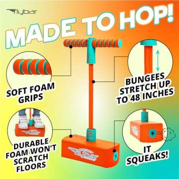 Flybar My First Foam Pogo Jumper for Kids Fun and Safe Pogo Stick for Toddlers, Durable Foam and Bungee Jumper for Ages 3 and up, Supports up to 250lbs (Orange)