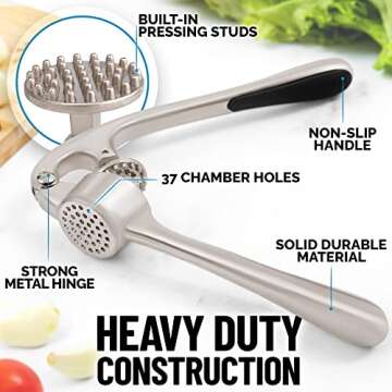 Zulay Kitchen Premium Garlic Press Set - Durable, Easy to Clean & Powerful