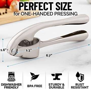 Zulay Kitchen Garlic Press Set - Powerful & Easy to Use