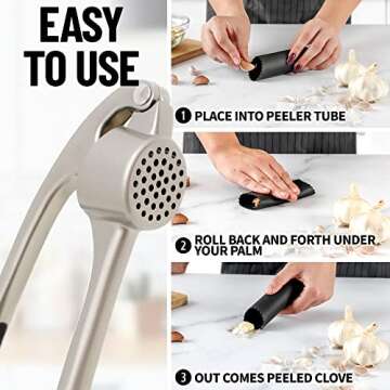 Zulay Kitchen Garlic Press Set - Powerful & Easy to Use