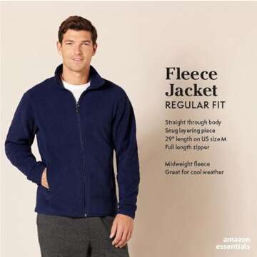 Amazon Essentials Men's Full-Zip Fleece Jacket (Available in Big & Tall), Brown Heather, Large