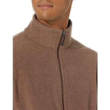 Amazon Essentials Men's Full-Zip Fleece Jacket (Available in Big & Tall), Brown Heather, Large