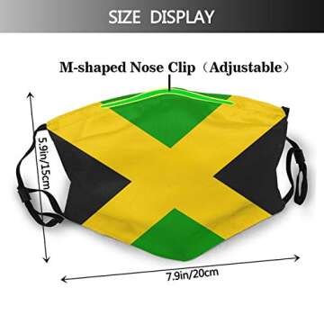 ZENXIN Jamaica Flag Jamaican National Flags Dust Washable Reusable Filter and Reusable Mouth Warm Windproof Cotton Face for Men Women Adult