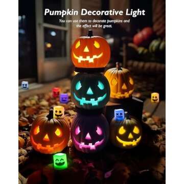 Homemory 12Pack Remote Control Halloween Candles, 400+Hour Flameless Candles, 2/4/6/8H Timer Led Votive Candles, 6 Color Battery Operated Tea Lights for Holidays, Pumpkins, Christmas, Party Decor