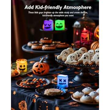 Homemory 12Pack Remote Control Halloween Candles, 400+Hour Flameless Candles, 2/4/6/8H Timer Led Votive Candles, 6 Color Battery Operated Tea Lights for Holidays, Pumpkins, Christmas, Party Decor