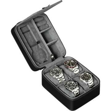 ROTHWELL 5 Watch Travel Case - Durable Organizer for 5 Watches