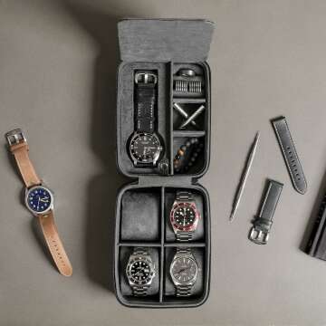 ROTHWELL 5 Watch Travel Case - Portable & Stylish