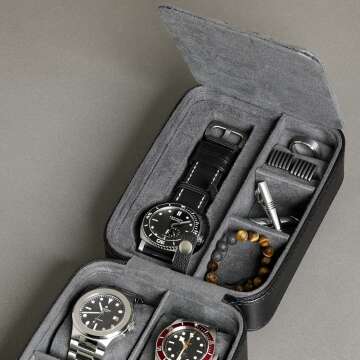 ROTHWELL 5 Watch Travel Case - Portable & Stylish