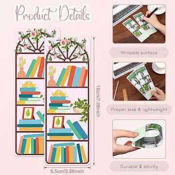 100 Pieces Book Tracker Bookmarks Bookshelf Design Bookmarks Double-Sided Reading Page Markers Bookmarks for Book Lovers Cute Bookmarks for Reading Bookmarks for Women Students School Supplies