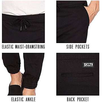 Brooklyn Athletics Men's Slim Fit Soft Twill Jogger Pants