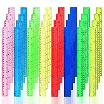 LYDTICK 64 Pack Rulers 12 Inch in Bulk, Plastic Rulers for Kids Back to School Supplies Rulers for Office with Centimeters and Inches, 8 Assorted Colors