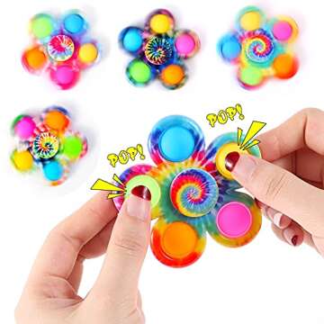 Fidget Spinner Bulk 4 Pack, Sensory Fidget Toys for Kids Adults, Fidget Spinners Anxiety Stress Relief, ADHD Autism Products Valentines Day Gifts for Kids Girls Boys Birthday School Classroom Prizes