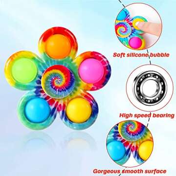 Fidget Spinner Bulk 4 Pack, Sensory Fidget Toys for Kids Adults, Fidget Spinners Anxiety Stress Relief, ADHD Autism Products Valentines Day Gifts for Kids Girls Boys Birthday School Classroom Prizes