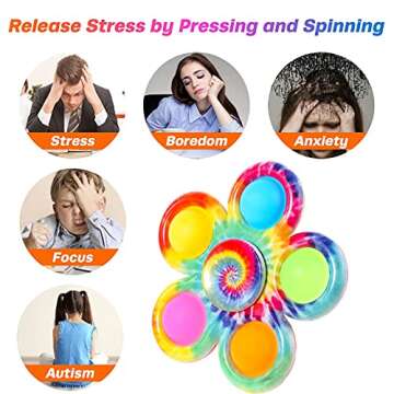 Fidget Spinner Bulk 4 Pack, Sensory Fidget Toys for Kids Adults, Fidget Spinners Anxiety Stress Relief, ADHD Autism Products Valentines Day Gifts for Kids Girls Boys Birthday School Classroom Prizes