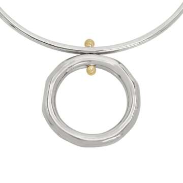 Robert Lee Morris Soho Womens Open Circle Pendant Wire Necklace, Silver/Two-Tone