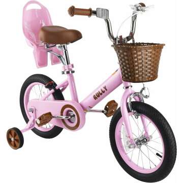 Retro Kids Bike with Training Wheels & Basket for Ages 2-12