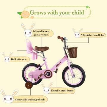 Retro Kids Bike with Training Wheels & Basket