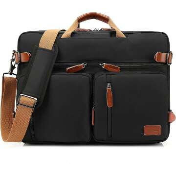 CoolBELL Convertible Backpack Messenger Bag Shoulder Bag Laptop Case Handbag Business Briefcase Multi-Functional Travel Rucksack Fits 17.3 Inch Laptop for Men/Women (Black)