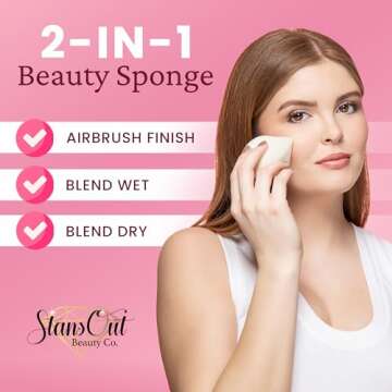 StansOut Makeup Blending Sponge Blender for Foundation - Liquid, Cream or Powder Beauty Blending Memory Foam - Latex Free, Vegan, Airbrush Finish