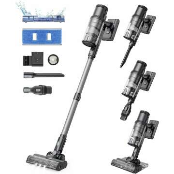 Proscenic Vacuum Cleaners for Home, P11 Mopping Wet Dry Cordless Vacuum and Mop Combo All in one,High Suction Lightweight Stick Vacuum with LED Display,Long Runtime Ease of use Vacuum for Pet Hair