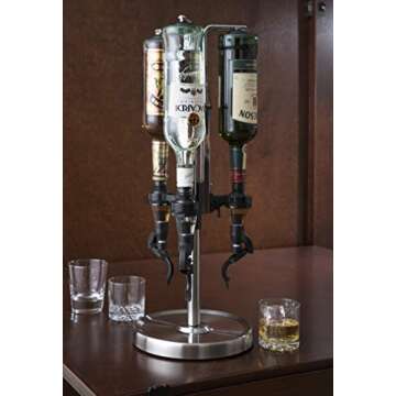 OGGI Professional 3-Bottle Revolving Liquor Dispenser, Stainless Steel