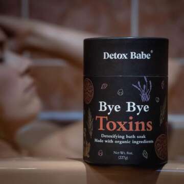 Detox Babe Bye Bye Toxins Organic Detox Bath Salt Soak (8 oz) | Epsom Salt, Pink Himalayan Salt, Matcha Green Tea Extract, Dandelion Root | Herbal Essential Oils Soak | Spa Bath Gift