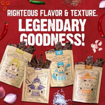 Righteous Felon Beef Jerky Variety Pack for Adults