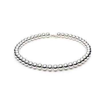 Verona Jewelers Sterling Silver 4MM-10M Italian Bead Ball Chain Bracelet- Handmade Bead Italian Bracelet, Silver Bead Bracelet For Women (7.5, 4MM)