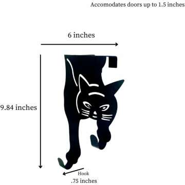 Evelots Cat Over The Door Hooks for Hanging - Black - Over The Door Organizer - Strong Metal Hooks