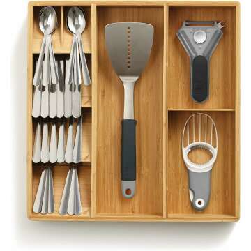 Compact Bamboo Kitchen Utensil Organizer