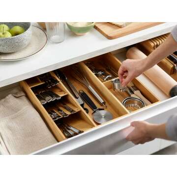 Compact Bamboo Kitchen Utensil Organizer