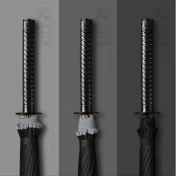 Sword Umbrella Katana Umbrella Samurai Sword Umbrella Japanese Umbrella Samurai Umbrella Creative Strong Windproof Semi-Automatic Knife Umbrella Decoration Birthday Gift (24 bone)