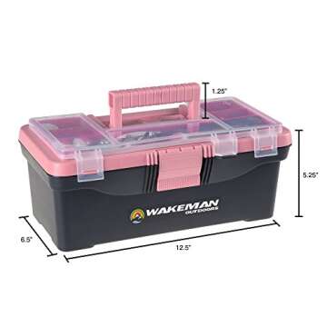 55-Piece Fishing Tackle Set - Tackle Box Includes Sinkers, Hooks, Lures, Bobbers, Swivels, Fishing Line, and More - Fishing Gear by Wakeman (Pink)