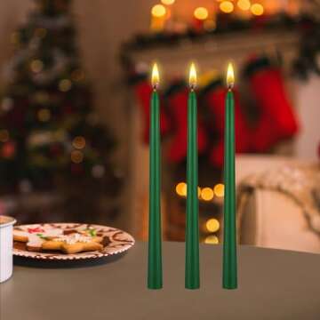 Mega Candles 6 pcs Unscented Festive Green and Red Taper Candles, 10 Inch x 5/8 Inch, Home Décor, Christmas, Holidays, Baby Showers, Birthdays, Celebrations, Party Favors, Memorable Events