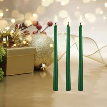 Mega Candles 6 pcs Unscented Festive Green and Red Taper Candles, 10 Inch x 5/8 Inch, Home Décor, Christmas, Holidays, Baby Showers, Birthdays, Celebrations, Party Favors, Memorable Events