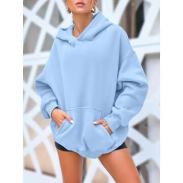 AUTOMET Oversized Sweatshirt for Women Fall Outfits 2025 Fleece Casual Hoodies Sweaters Long Sleeve Fashion Shirts with Pockets LightBlue M