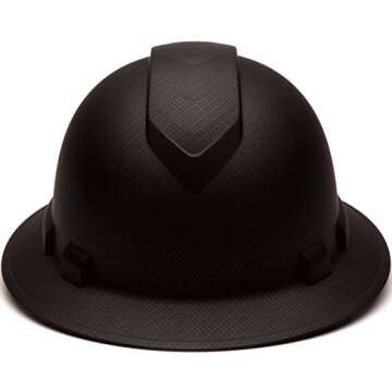 Pyramex Safety Ridgeline Full Brim Hard Hat - Matte Black Graphite, 4-Point Ratchet