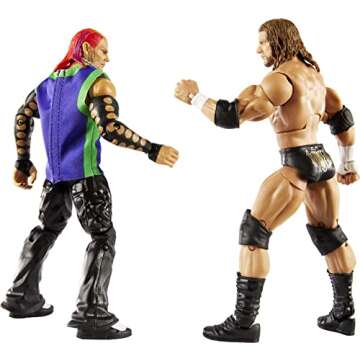 WWE Triple H vs Jeff Hardy Elite Collection 2-Pack 6-in Action Figure with Intercontinental Championship, Entrance Gear & Swappable Hands, Posable Collectible Gift for WWE Fans Ages 8 Years Old & Up