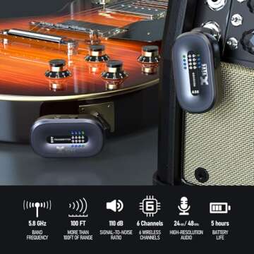 Top Xvive A58 Wireless Guitar System for Electric/Acoustic Bass