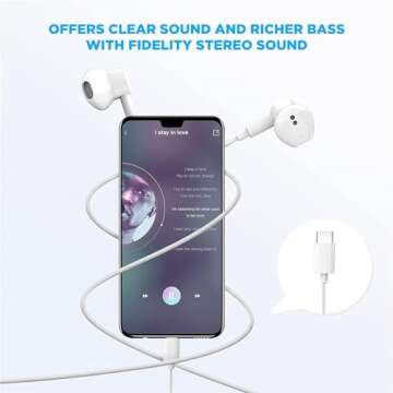 Mutsrd 2 Pack-USB C Headphones for iPhone 16/15 Type C Earbuds Wired Earphones with Mic & Remote Control Noise Cancelling for iPad Pro, Galaxy S23/S22/S21/S20/Ultra Note 10/20, Pixel 7/6/6a/5/4