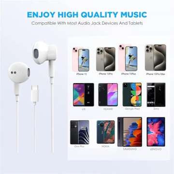 Mutsrd 2 Pack-USB C Headphones for iPhone 16/15 Type C Earbuds Wired Earphones with Mic & Remote Control Noise Cancelling for iPad Pro, Galaxy S23/S22/S21/S20/Ultra Note 10/20, Pixel 7/6/6a/5/4