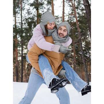 Warm Fleece Winter Beanie, Scarf, Gloves Set for All