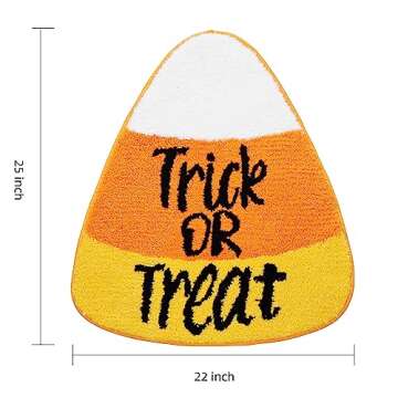 TRUEDAYS Halloween Bath mat Candy Corn Bath Mat Cute Orange Yellow Trick or Treat Halloween Bathroom Decor Rug Non Slip Absorbent Shower Rug for Bathroom, Bedroom, Living Home