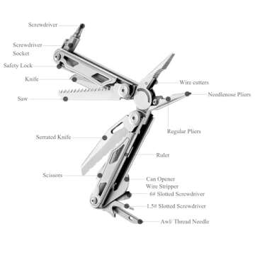 SQT2038-5 18-in-1 Multitool, Gifts for Men, Foldable & Self-Locking, Professional Multitool for DIY, Outdoor Camping, and Home Repairs...