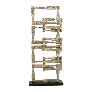 Sagebrook Home Aluminum Sculptures Stacking Squares Accent Piece Sculpture Home Decor Collectible, Craft Art Abstract Statue Decoration for Interior Design, 23" H, Gold