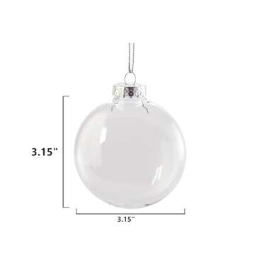 Creative Hobbies® 80mm (3.15") Clear Plastic Disc Ornaments - Plastic Ornaments for Crafts - Fillable Round Disc Ornaments - Pre Strung with Hanging Cord | Pack of 12