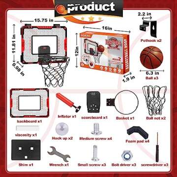 Indoor Basketball Hoop Gift for Kids Ages 5-10